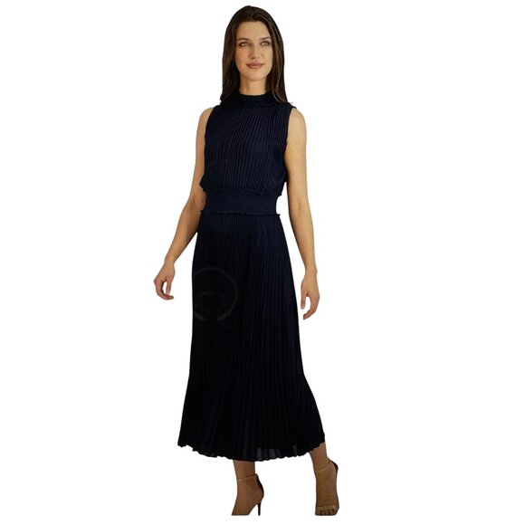 LIke new Nanette Lepore High Neck Pleated Sleeveless Maxi Dress Size 10 - Picture 2 of 15